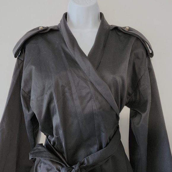 VINTAGE FENDI BLACK FRONT WRAP COLLARED JACKET Made in Italy SZ 42 - Picture 2 of 11